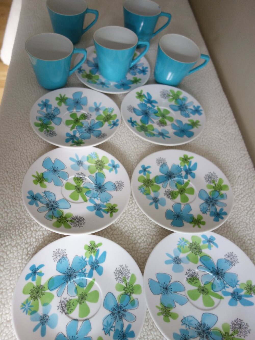 Vntg MCM HARMONY HOUSE MelMac Francy Free 7 Saucers #741 / 5 cups #707